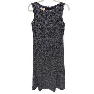 Talbots Retro Scalloped Embroidery Trim Polka Dots Chiffon Maxi Dress